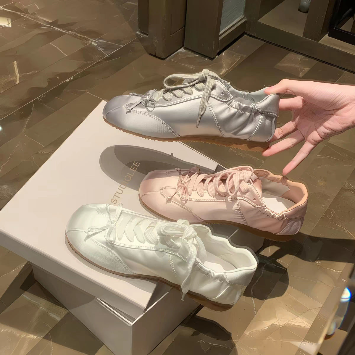 Ballet Style Sweet Round Head Satin Sports Board Women's Casual Shoes