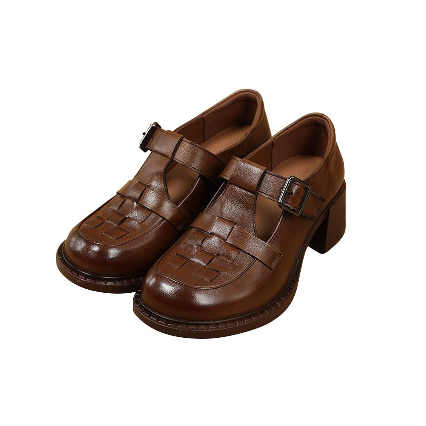 Women's Autumn Retro Ethnic Washed Napa Hole Casual Shoes