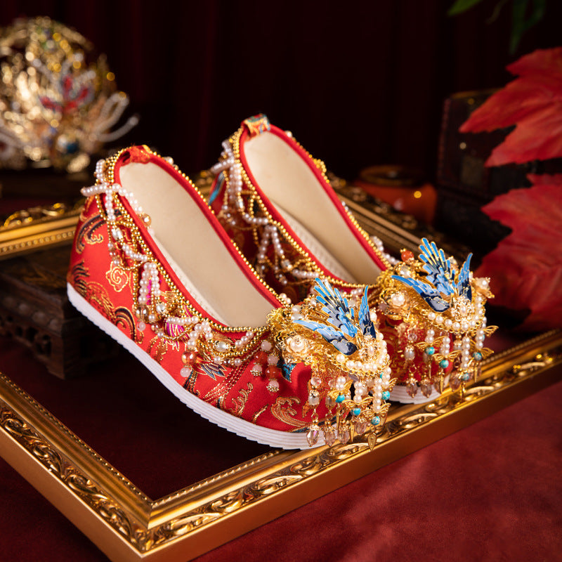 Forever Red Wedding Ancient Style Chinese Canvas Shoes