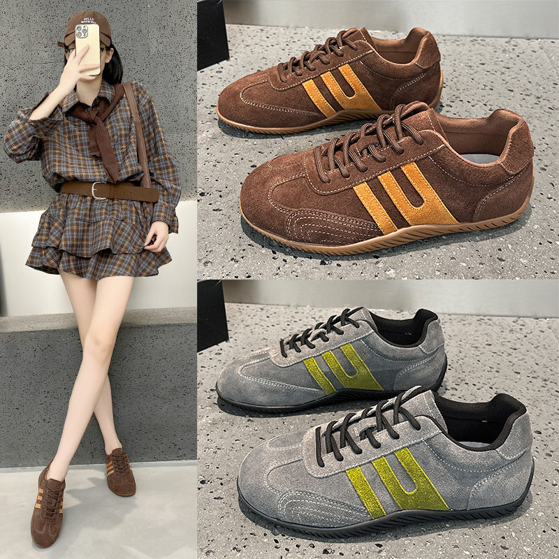 Women's Retro German Training Breathable Round Toe Flat Bottom Comfortable Women's Casual Shoes