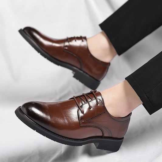 Men's Four Black Business Formal Wear British Leisure Leather Shoes