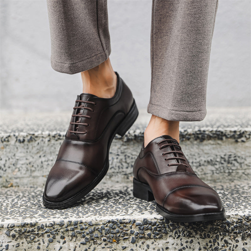 Men's Style Business Formal Square Toe Wedding Leather Shoes