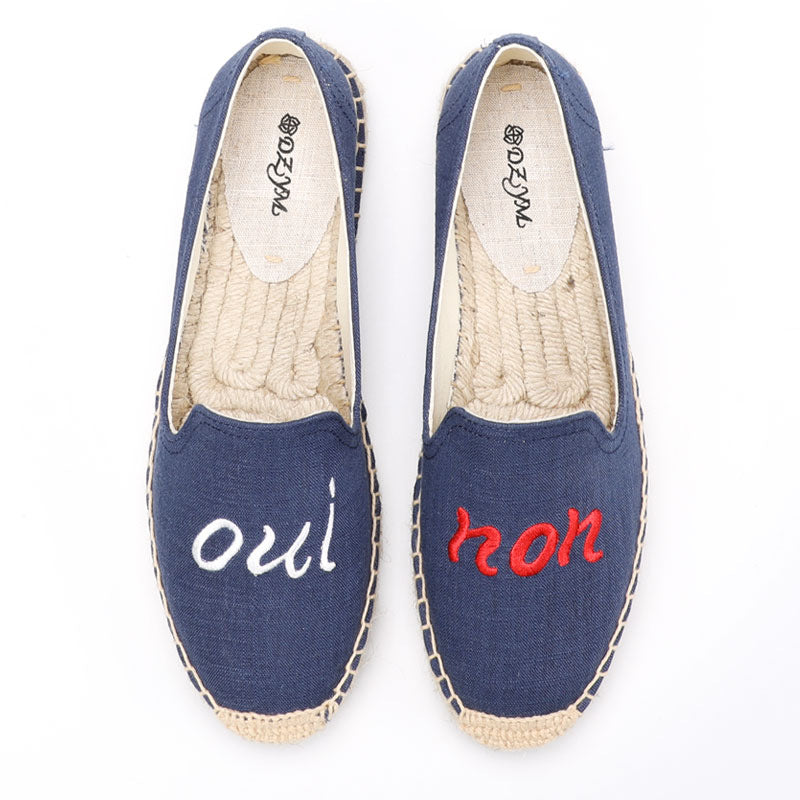 Solid Color Fisherman Linen Breathable Flat Canvas Shoes