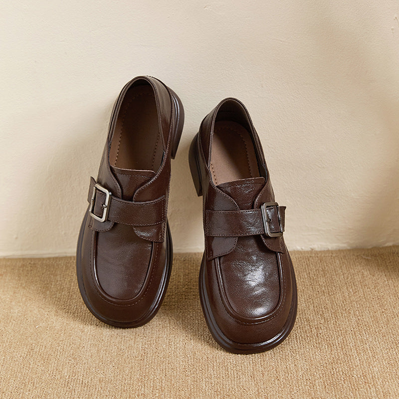 Women's Style Flat Belt Buckle Soft Bottom Loafers