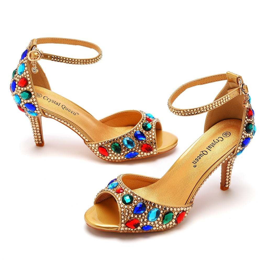 Low-cut Buckle Plus Size Round Toe Heels