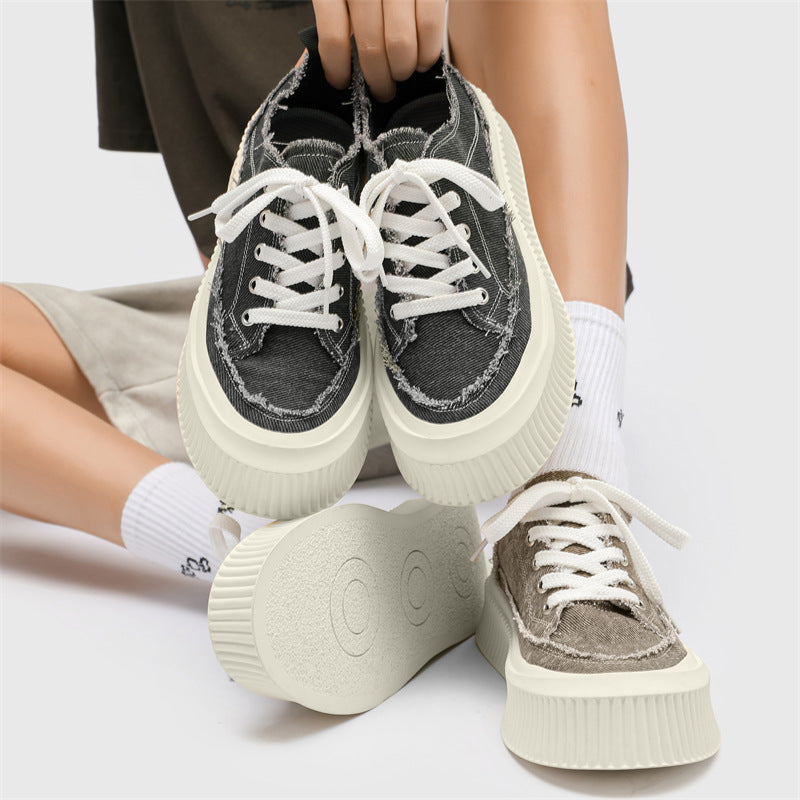 Men's Fashion Low Top Breathable Lightweight Platform Canvas Shoes