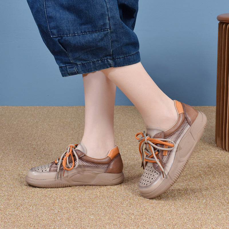 Women's Spliced Dad Thick Bottom Retro Genuine Sandals