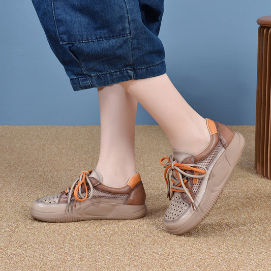 Women's Spliced Dad Thick Bottom Retro Genuine Sandals