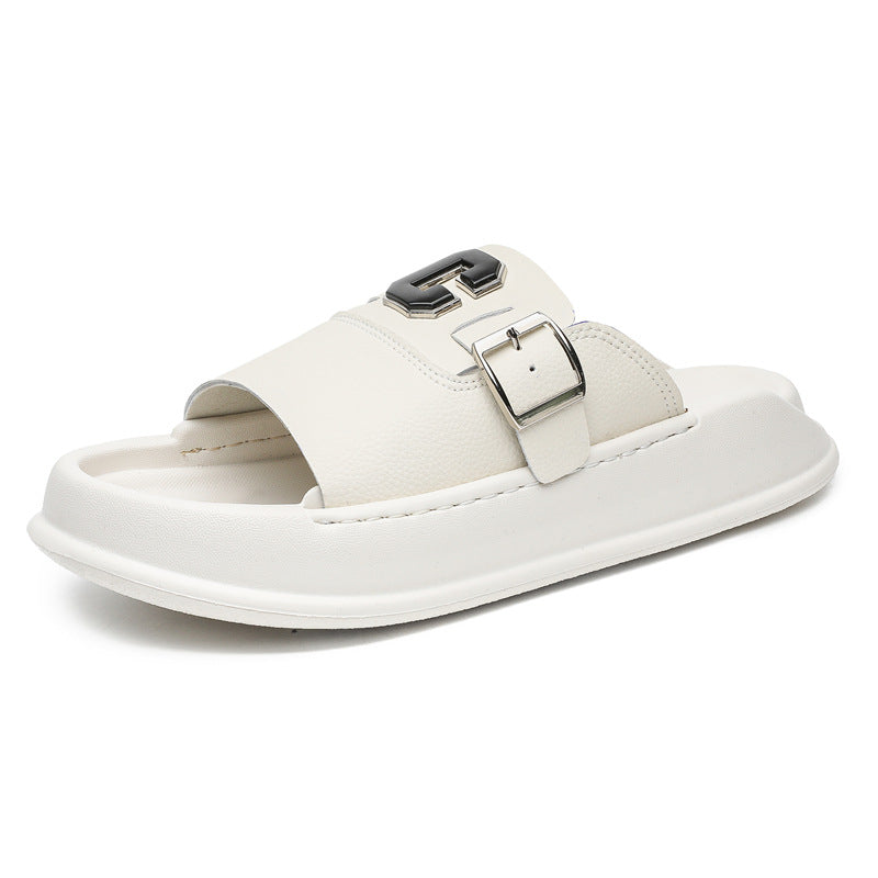 Men's White Outerwear Fashion High-grade Summer Soft Slippers
