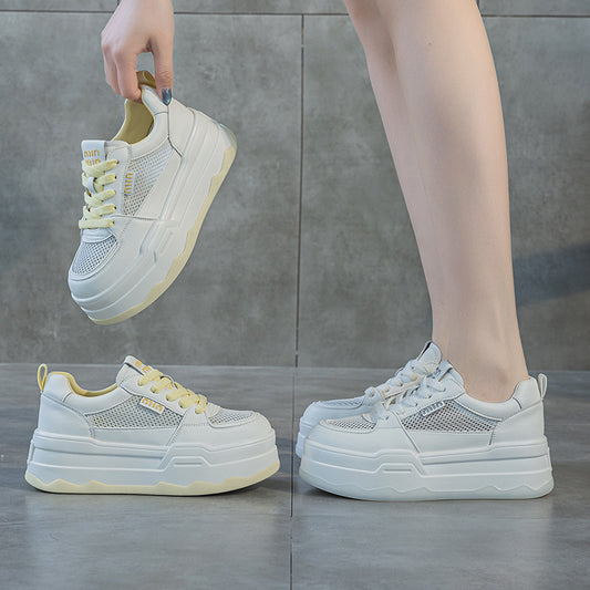 Women's Platform White Mesh Breathable Fashion Lightweight Casual Shoes