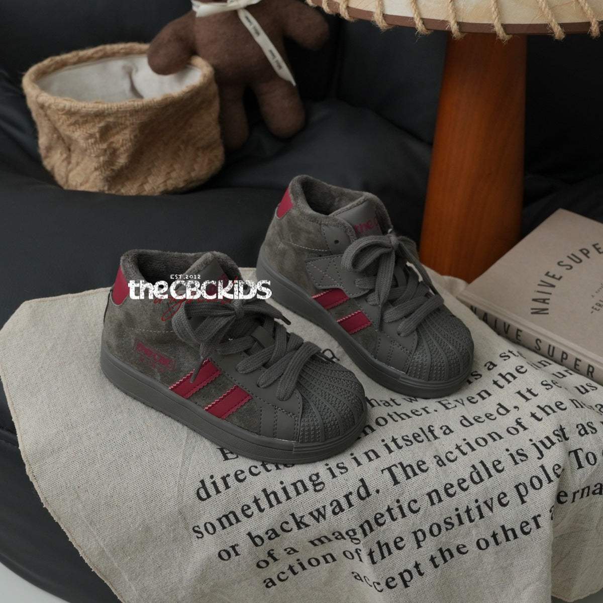 Children's Retro Style Board Winter Fleece-lined Boys Kid's Sneakers