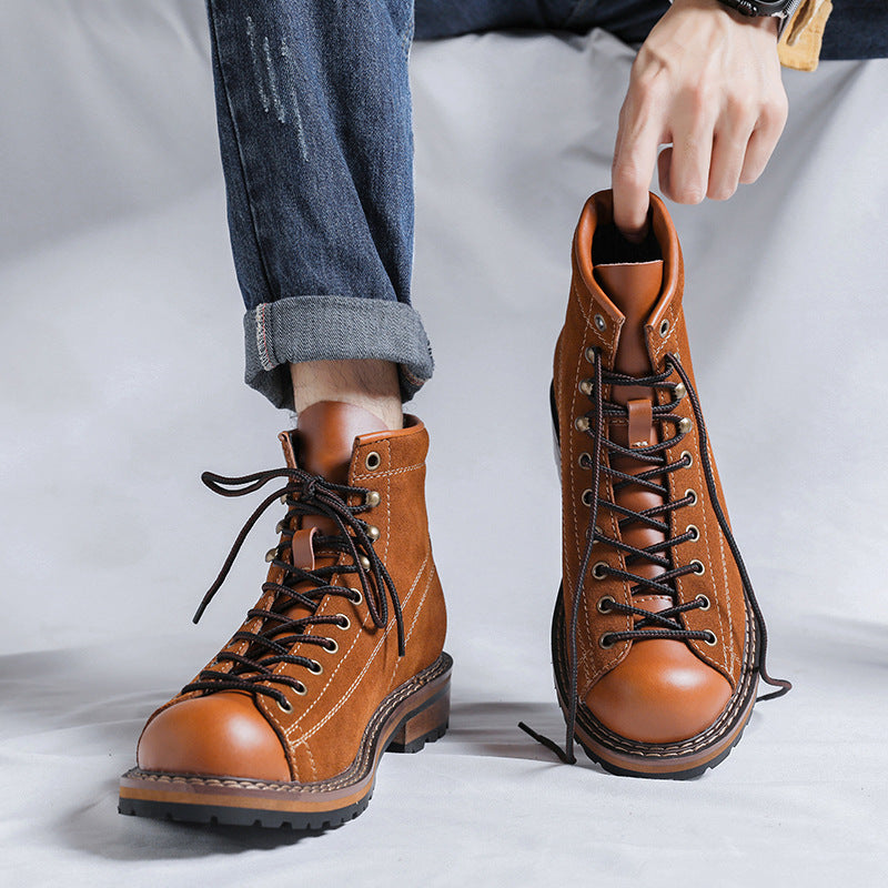 Men's American Vintage Martin Motorcycle Brown Trendy Boots