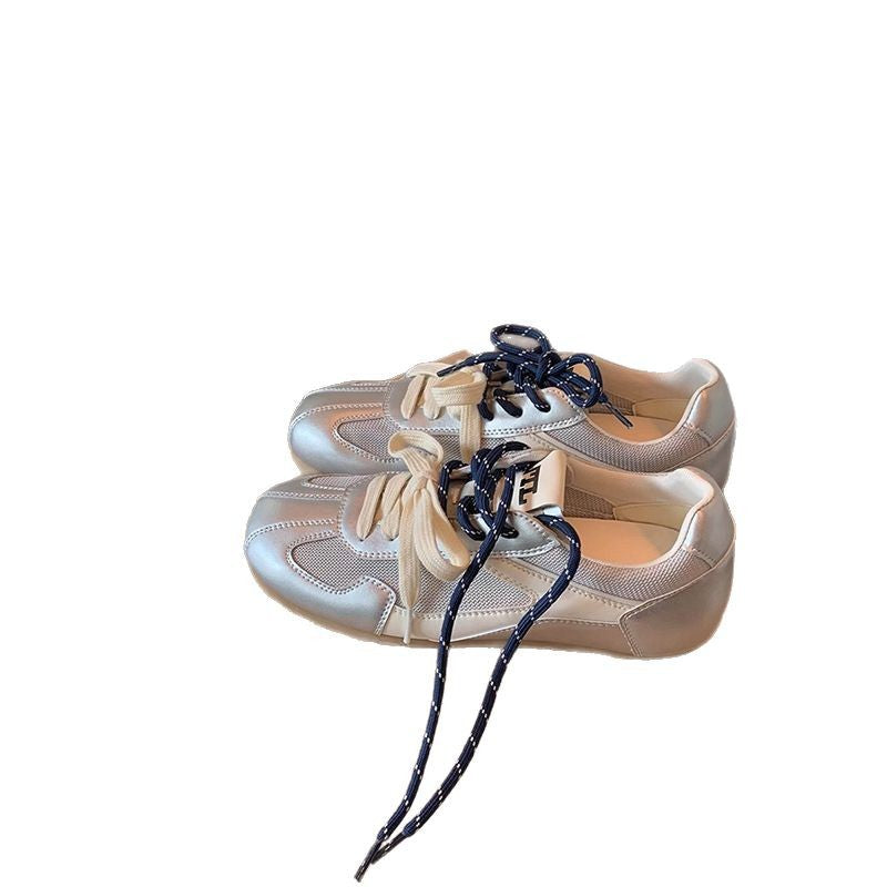 Mandarin Duck Lace Stitching Mesh Height Increasing Insole Versatile Sneakers