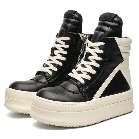Triangle Black White High Board Simple Comfortable Boots