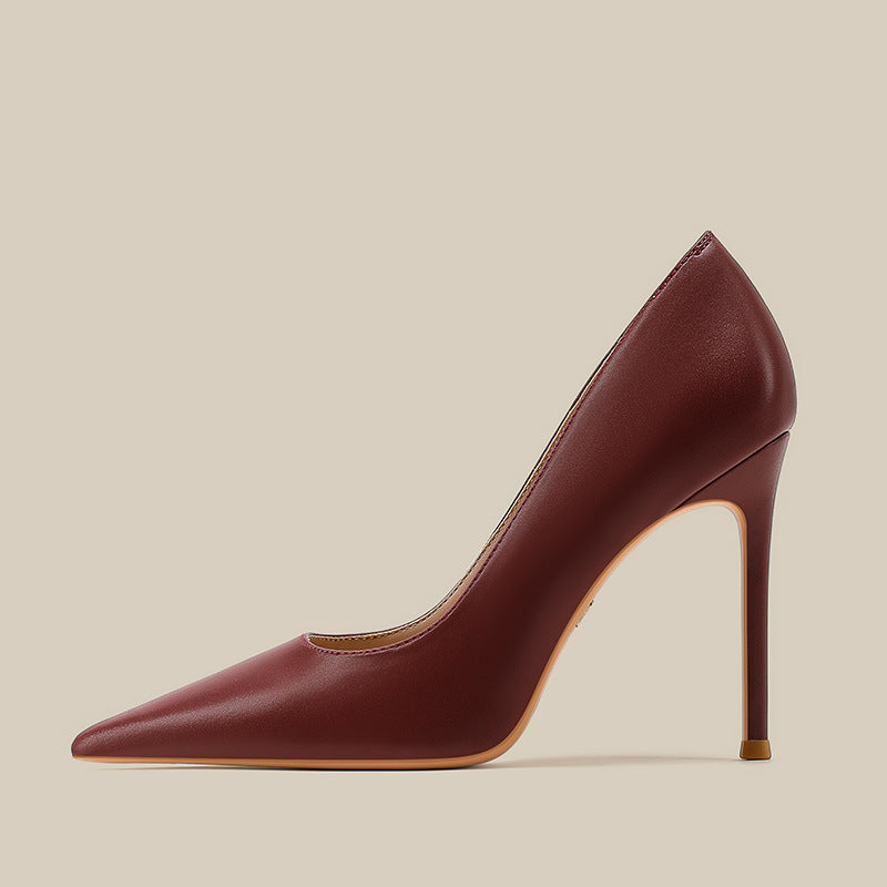 Women's Red Pumps Stiletto Pointed Toe Low-cut High Professional Korean Style Women's Fashion Shoes
