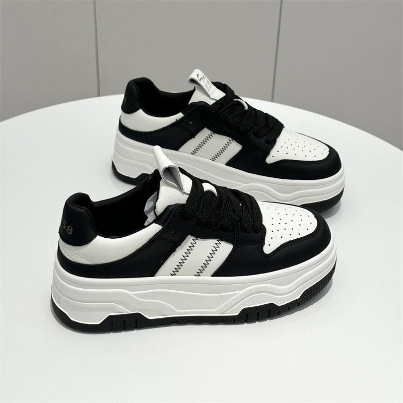 Women's Platform White Spring Black Lightweight Trendy Sneakers