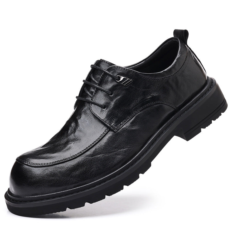 Men's Summer Sheepskin Business Round Toe Breathable Leather Shoes