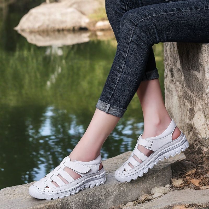 Women's Flat Low Cut Round Head Solid Color Genuine Versatile Casual Shoes