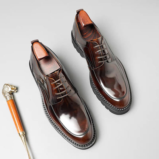 Men's Wear Commuter Style First Layer Cowhide Suit Leather Shoes