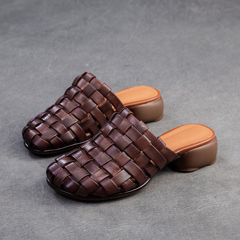 Women's & Men's Hand-woven Closed Toe Breathable Retro Rub Men's Shoes