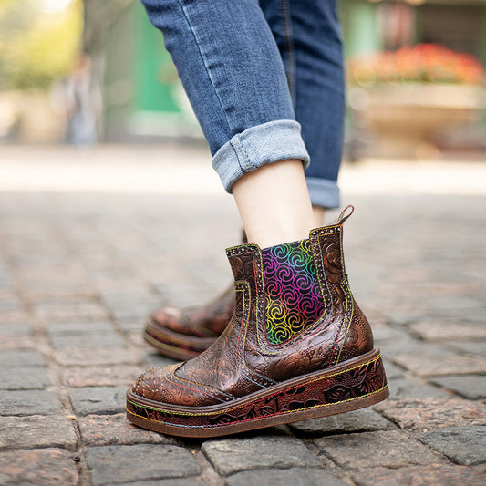 Women's Bohemian Martin Ethnic Style Retro Stitching Boots