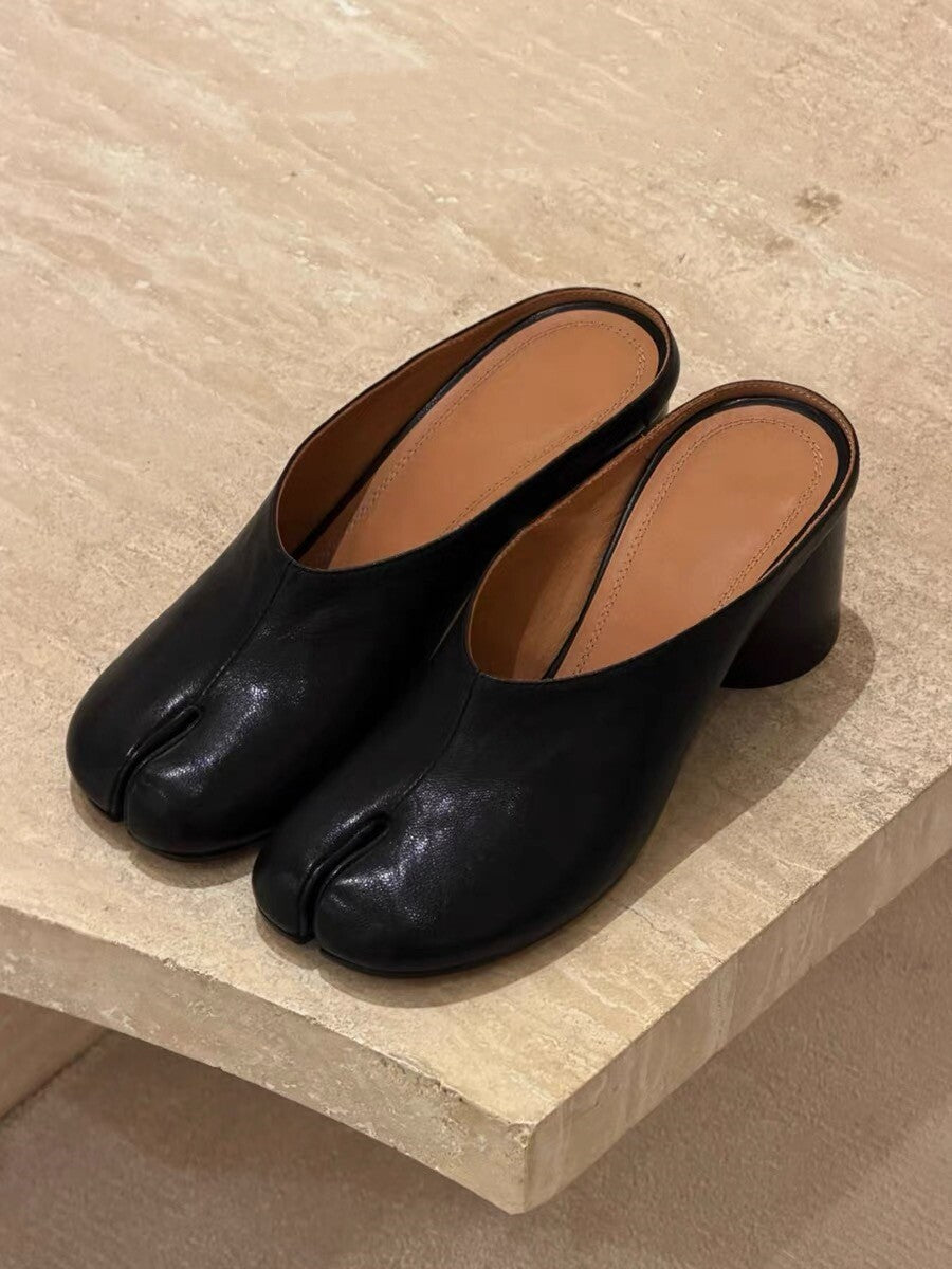 Women's Cowhide Version Niche Retro Horseshoe High Thick Slip-on Women's Fashion Shoes