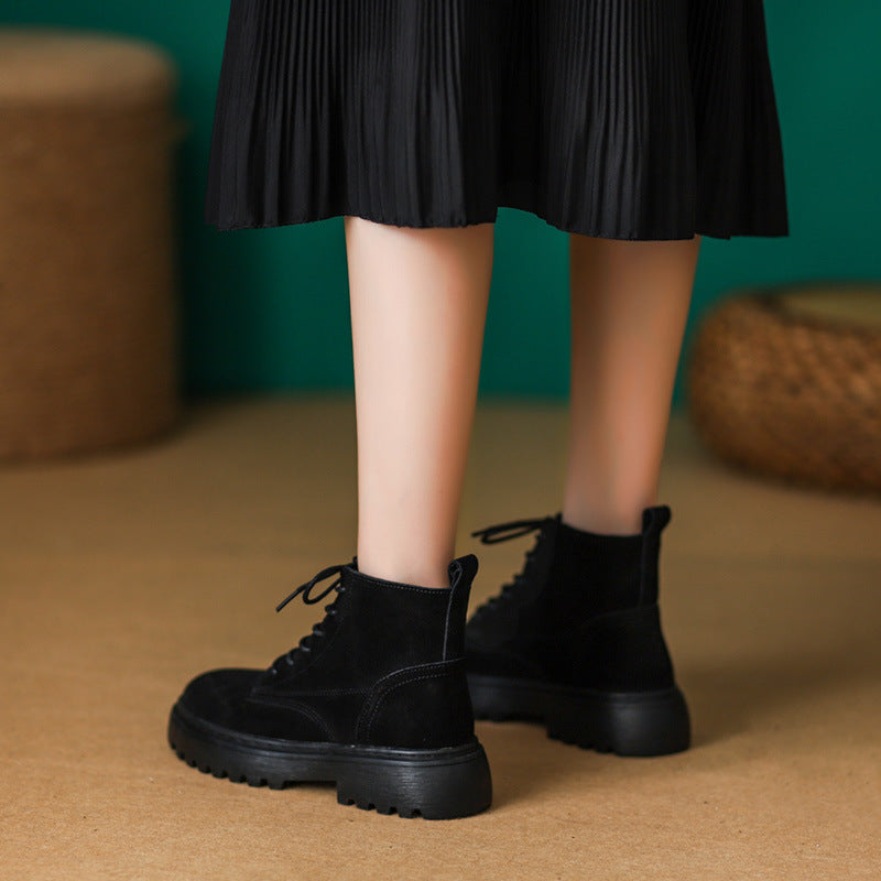 Women's Frosted Genuine British Style Mid Martin Boots