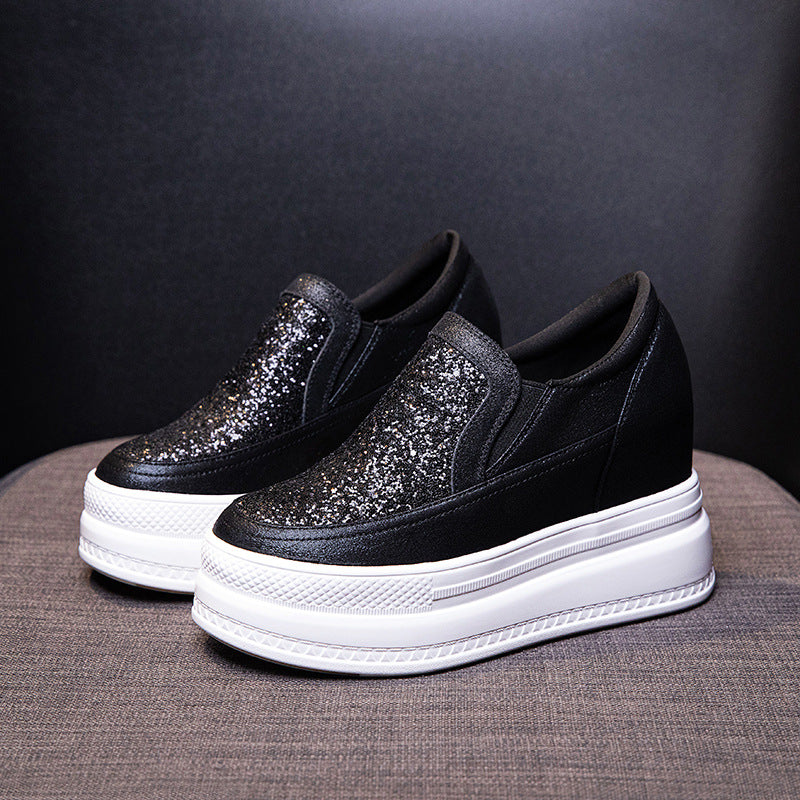 Women's Height Increasing Insole Spring Sequined Wedge Heels
