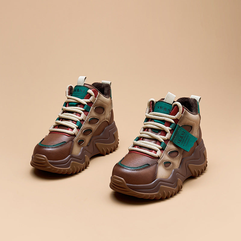 Women's Thick-soled Heightened Daddy Retro Veet Sneakers