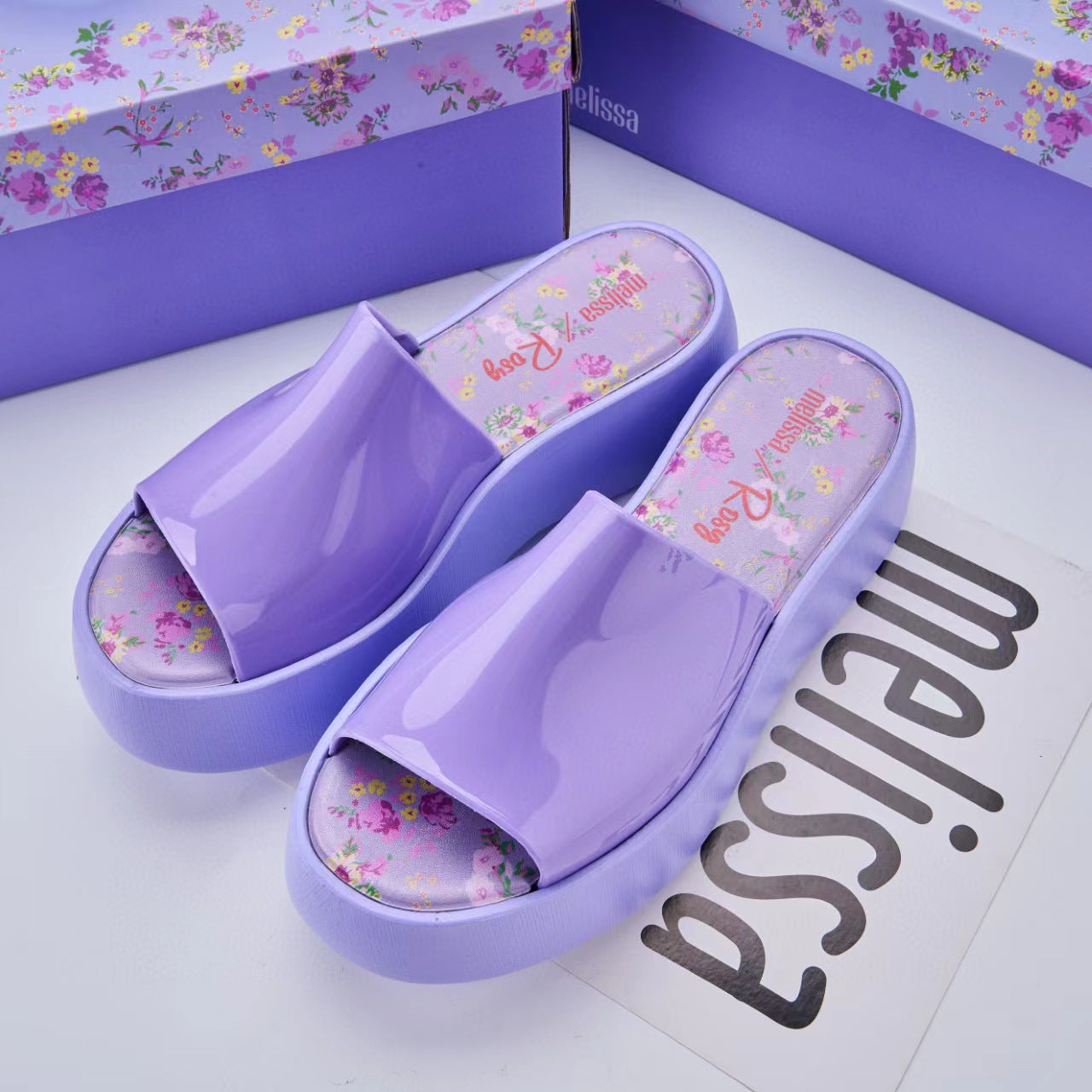 Women's Gel Purple Platform Flip-flops Beach Slippers