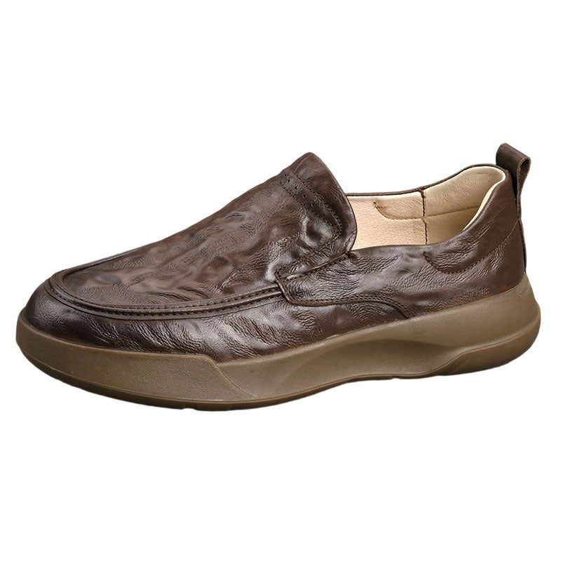 Men's Slip-on Platform Soft Surface Ventilation Lining Leather Shoes