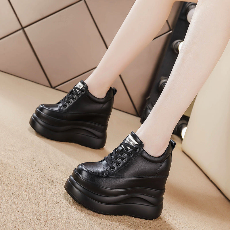 Women's High Spring Lace Up Small Wedge Men's Shoes