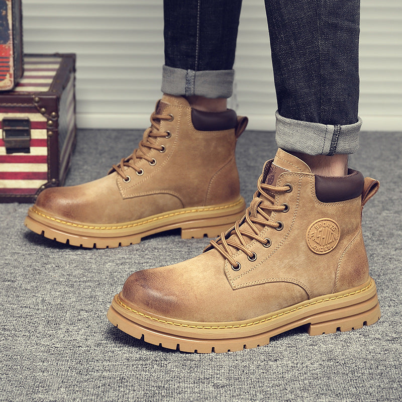 Men's Fleece-lined Warm Korean Style British Tooling Boots