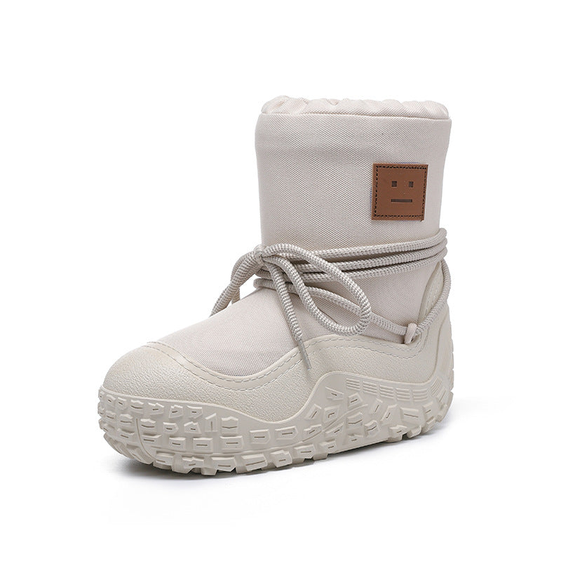 Women's Chubby Cute Smiley Thick Bottom Waterproof Snow Boots