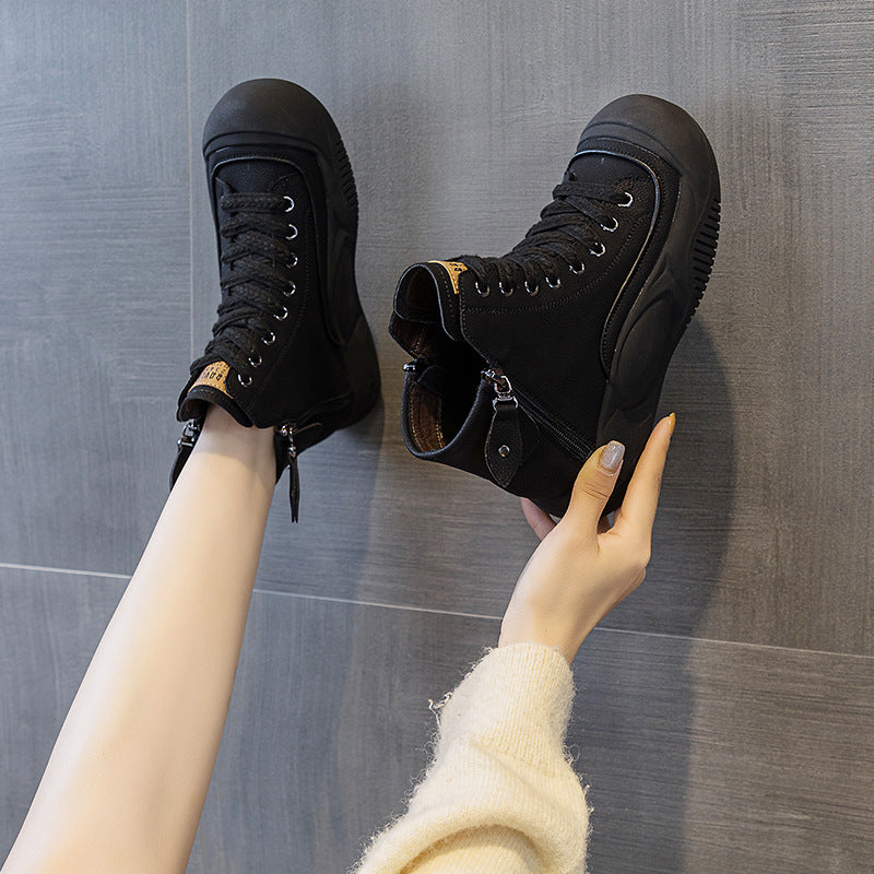 Women's Autumn Retro Lightweight Explosion Board Thick Bottom Height Increasing Insole Women's Casual Shoes