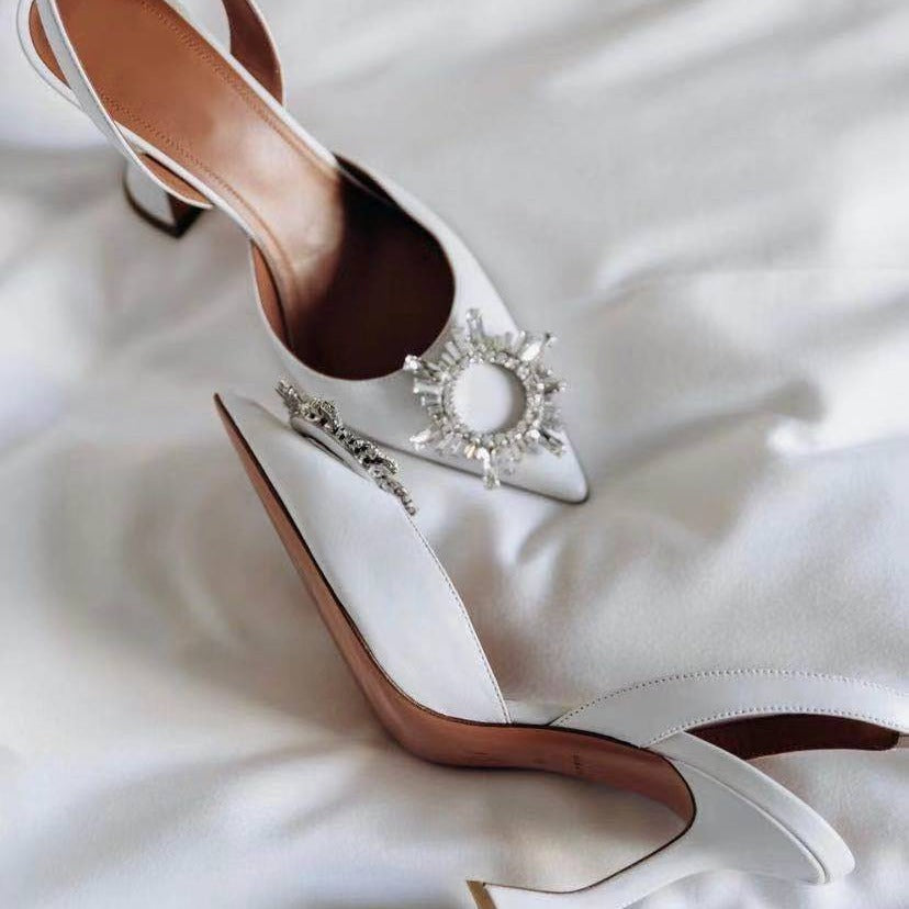 Women's Crystal Buckle Rhinestone High-heeled Wine Glass Heels