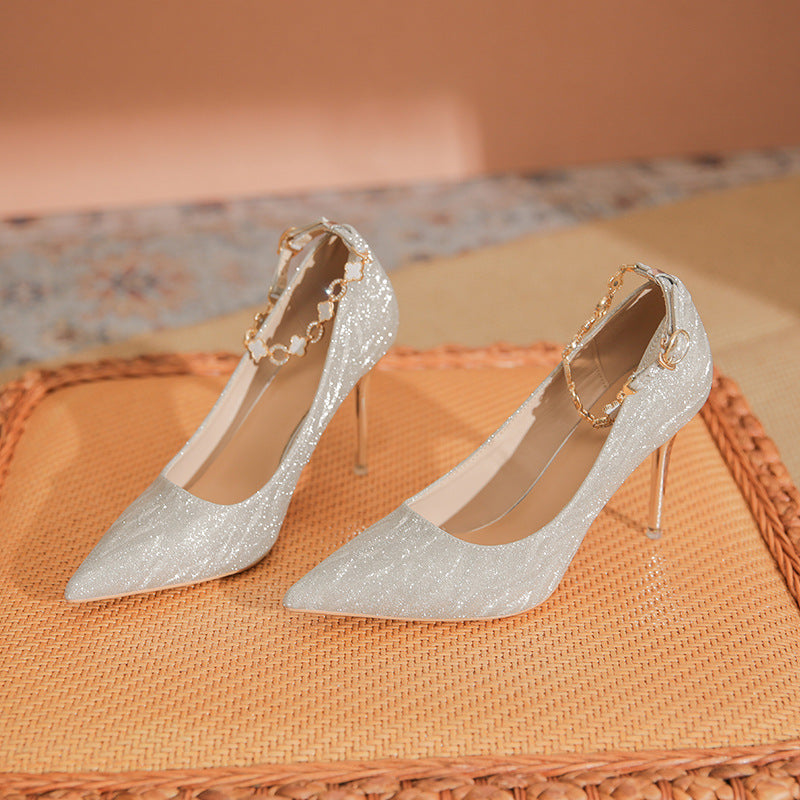 Women's High Elegant Pointed Stiletto Crystal Bridesmaid Wedding Women's Fashion Shoes