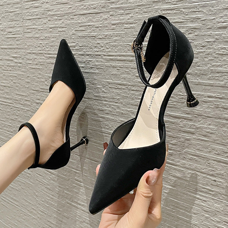 Women's Toe High Pumps Stiletto Buckle Strap Heels