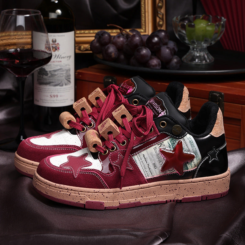 Women's & Men's Pattern Couple Niche Retro National Trend Suede Men's Shoes