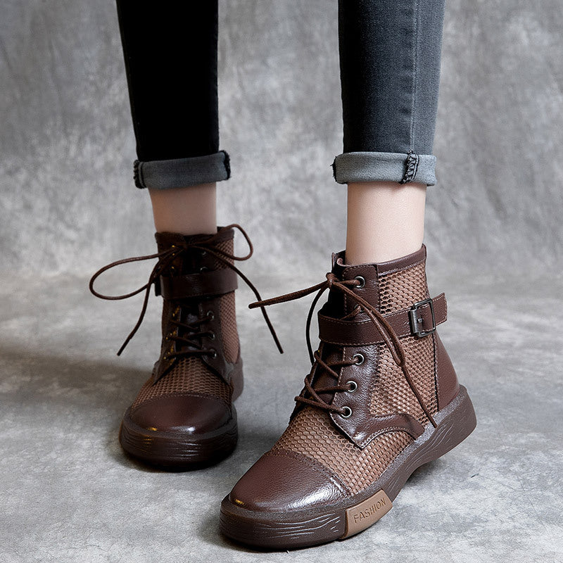 Women's Flat Ankle Cattlehide Fashion Top Layer Boots