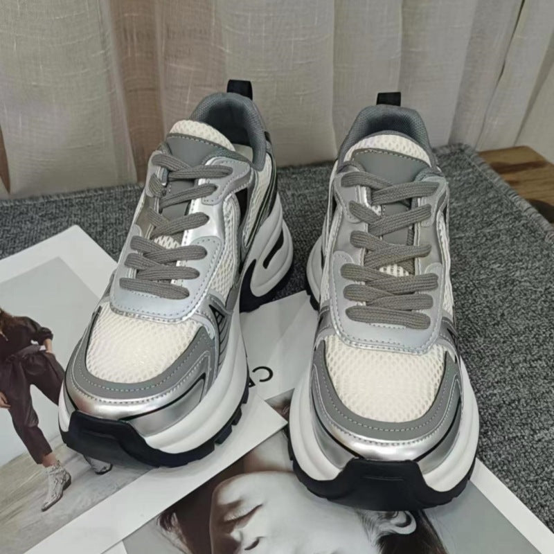 Women's Sier Platform Dad Small Height Increasing Sneakers