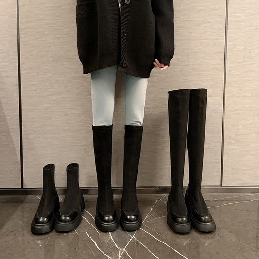 Women's Knee Big Tube Circumference Long Thick Bottom High Leg Boots
