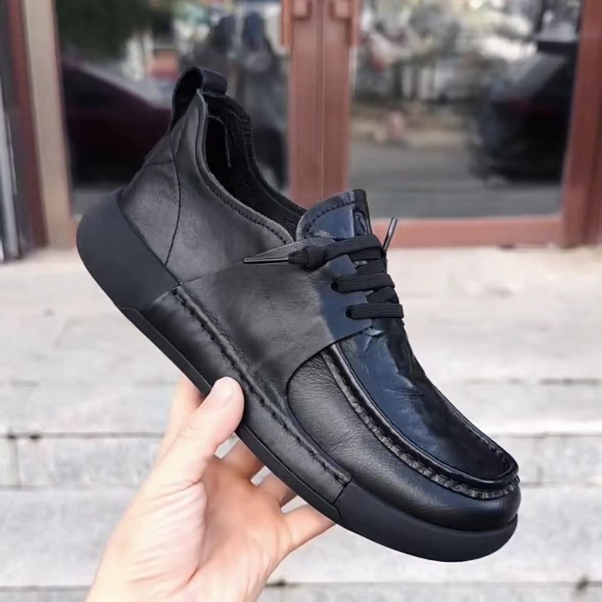 Men's Genuine Spring Trendy Platform British Style Men's Business Leather Shoes
