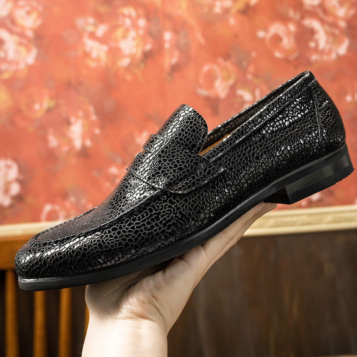 Men's Cowhide Lining Summer British Agate Pattern Loafers