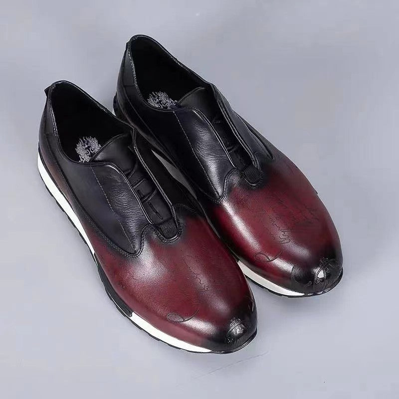 Men's Genuine Round Toe Fashion First Layer Leather Shoes