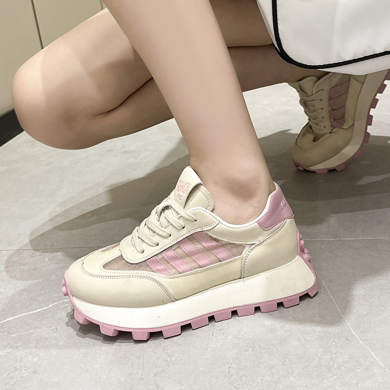 Women's White For Dad Versatile Hidden Platform Sneakers