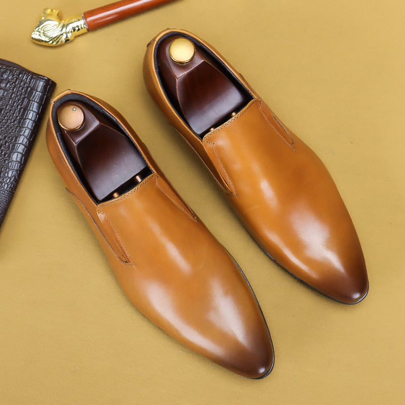 Men's Formal Business First Layer Cowhide Breathable Leather Shoes