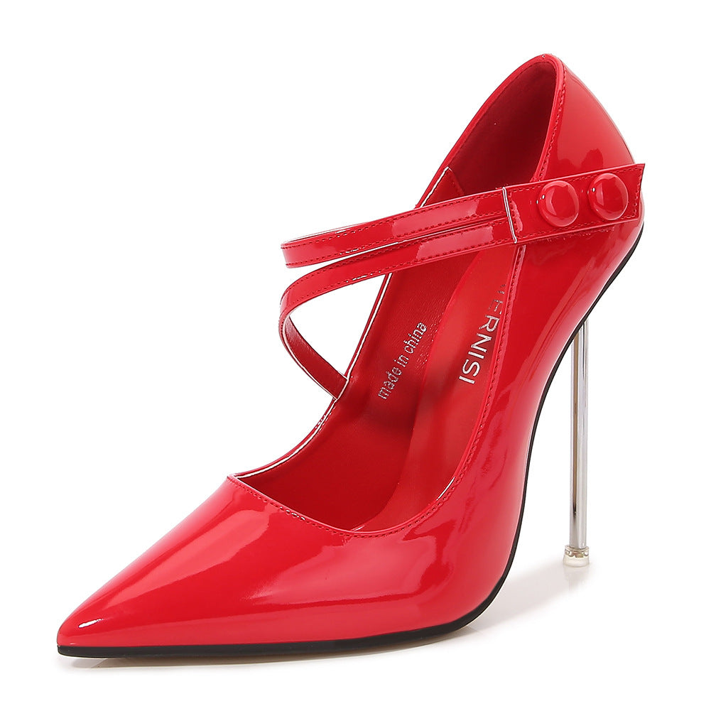 Pointed Stiletto Low-cut Metal Plus Size Women's Shoes