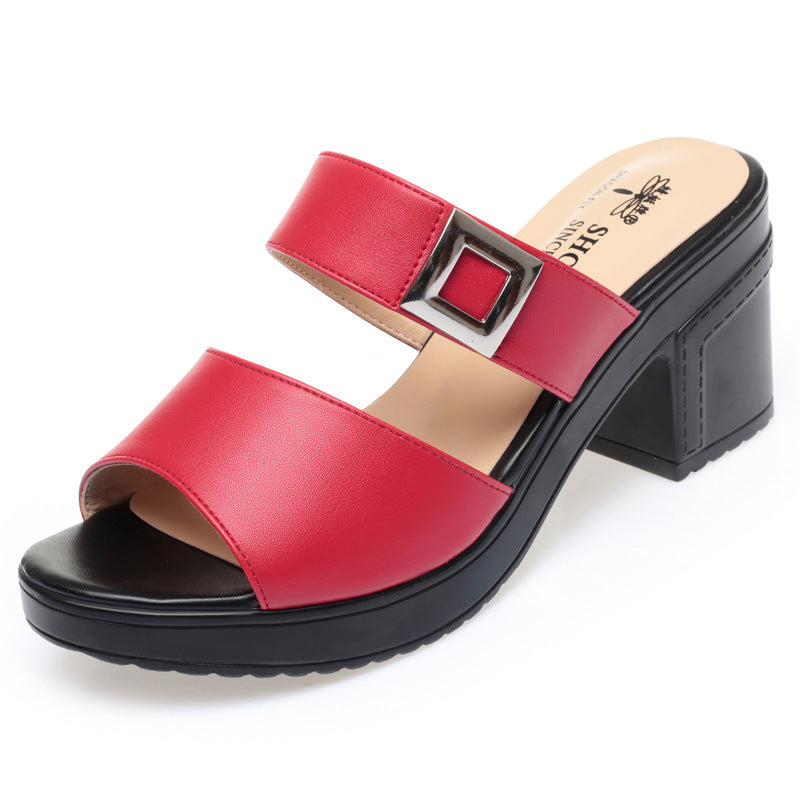 Women's Summer Mom Platform Plus Size Outer Wear Slippers
