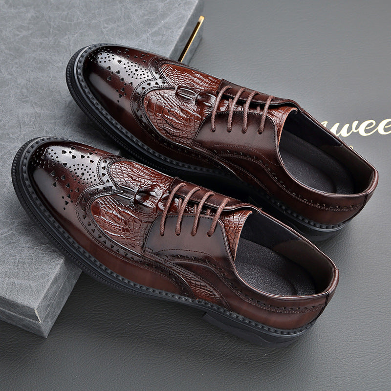 Men's Brogue Genuine Business Formal Wear British Leather Shoes